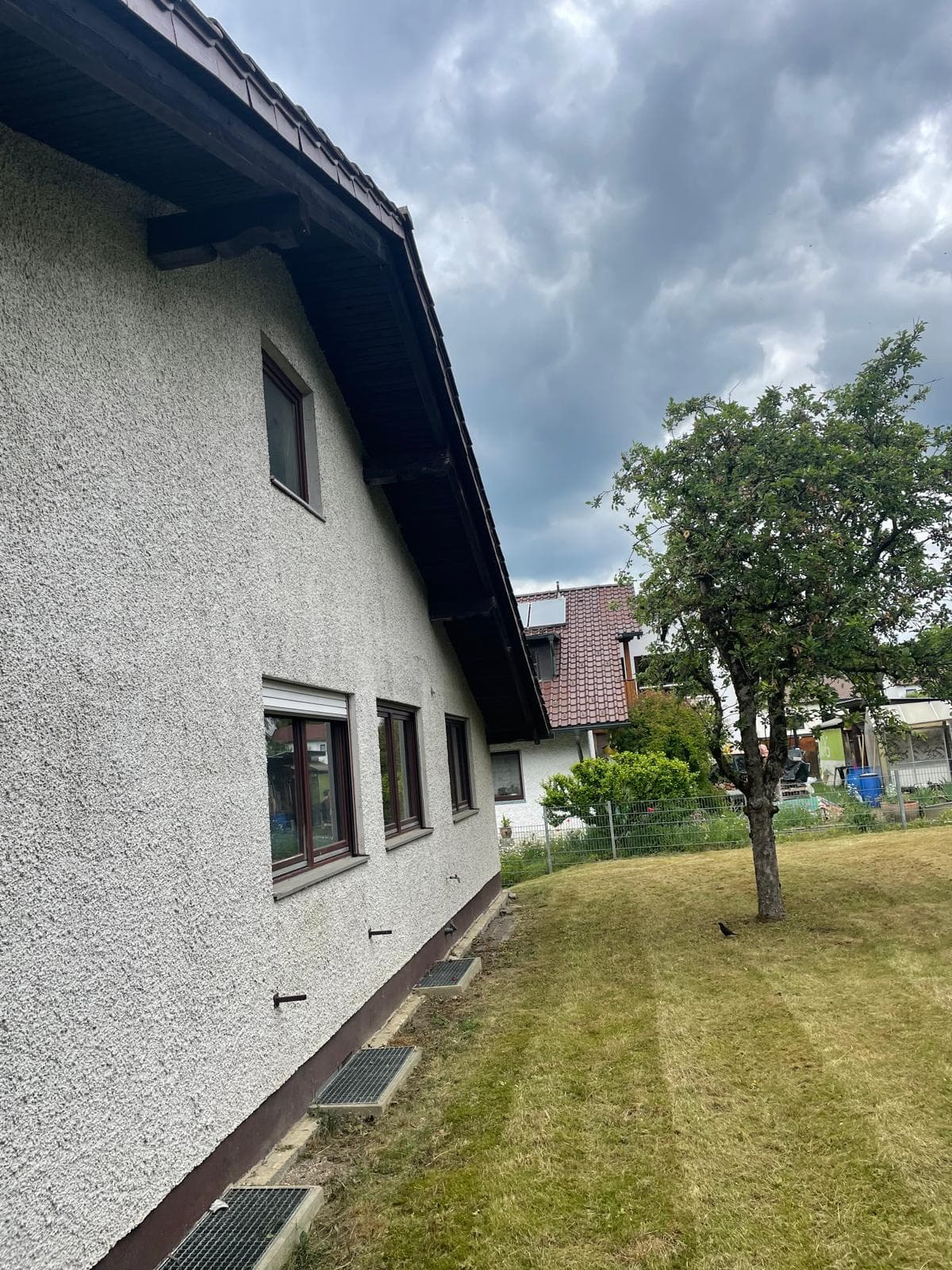 Freigeschnittener Abstand zwischen Baum und Haus